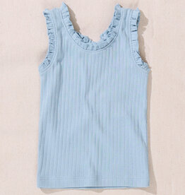 Pink Chicken SALE joy ruffle rib tank light blue