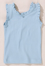 Pink Chicken joy ruffle rib tank light blue