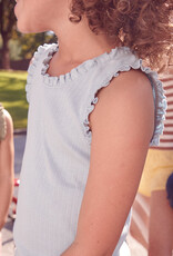Pink Chicken joy ruffle rib tank light blue
