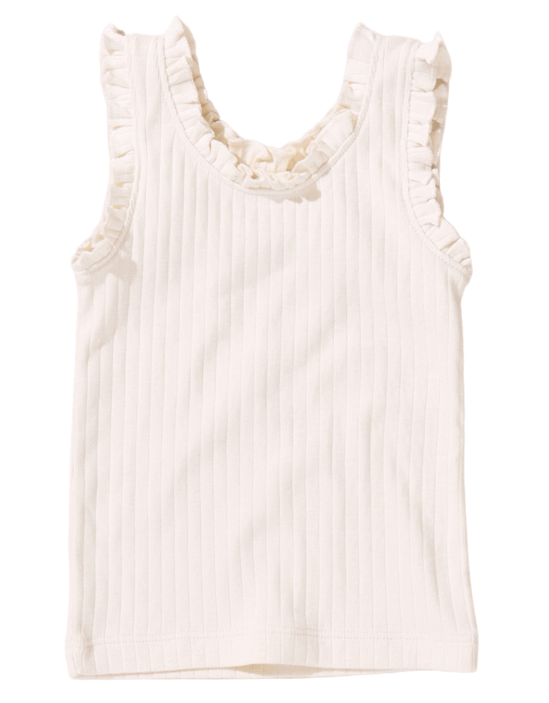 Pink Chicken joy ruffle rib tank cream