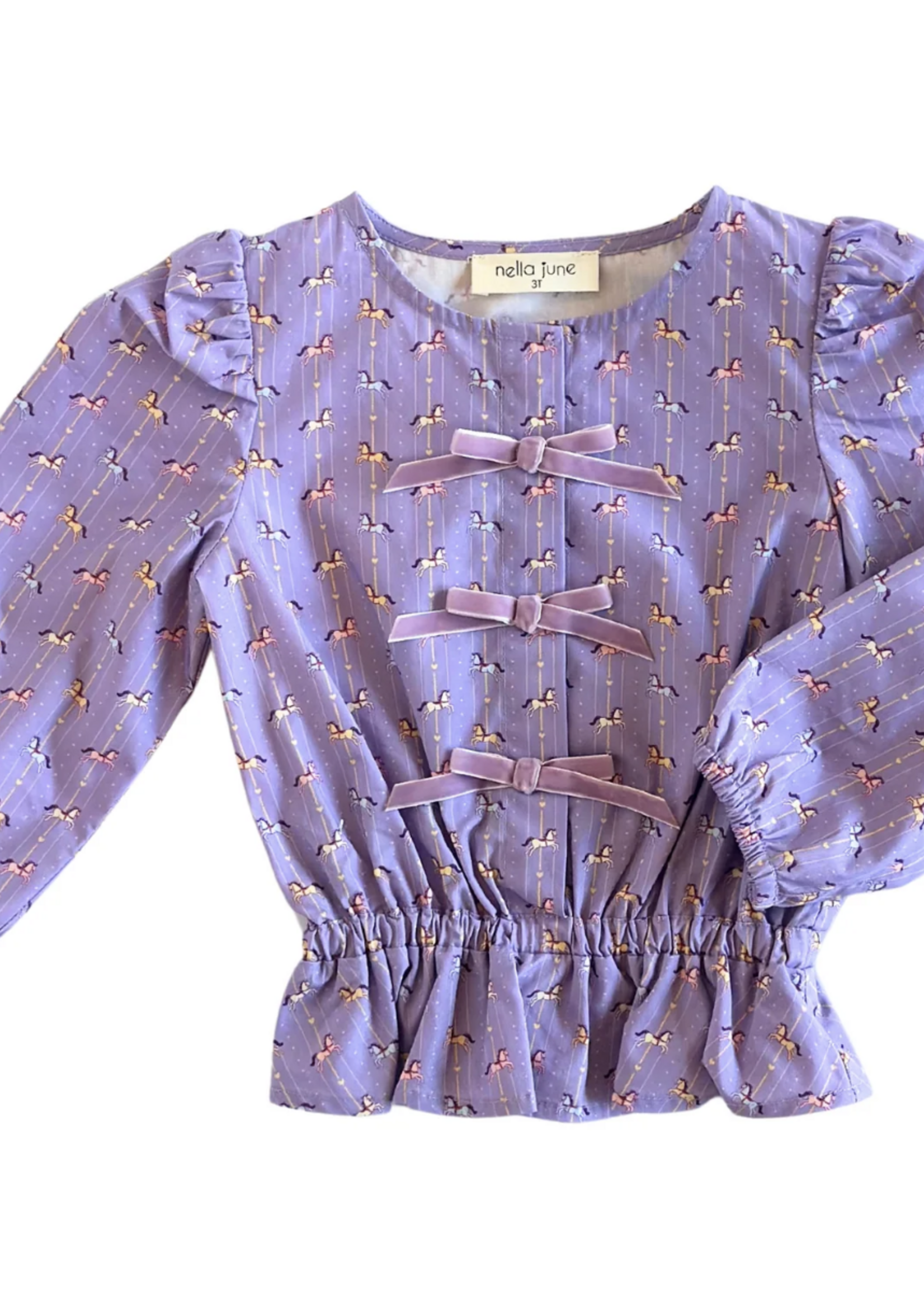 Nella June Velvet Bow Top Purple Carousel
