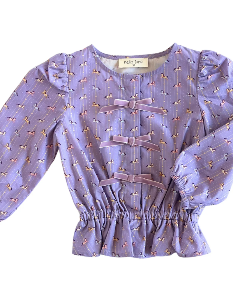 Nella June Velvet Bow Top Purple Carousel