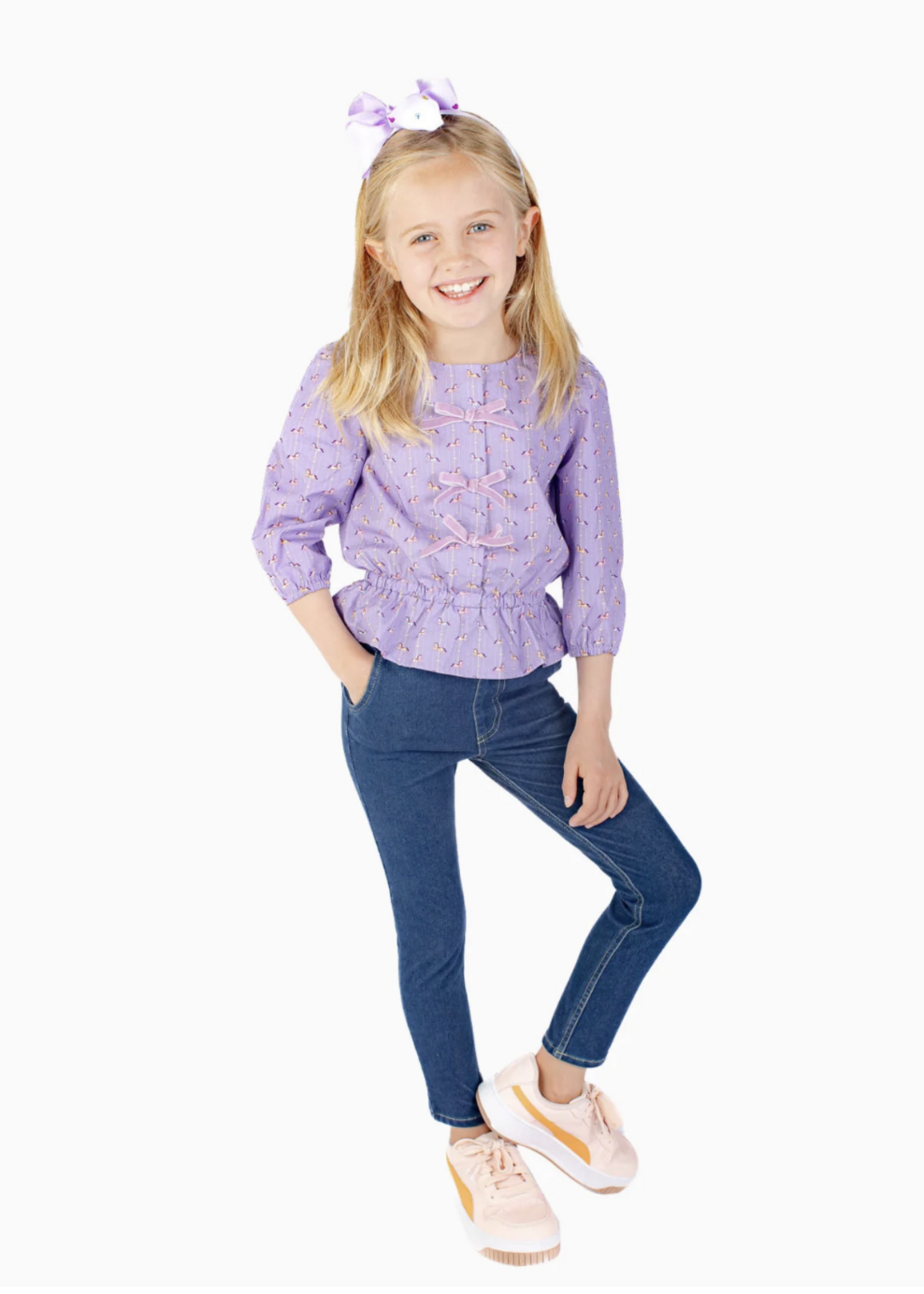 Nella June Velvet Bow Top Purple Carousel