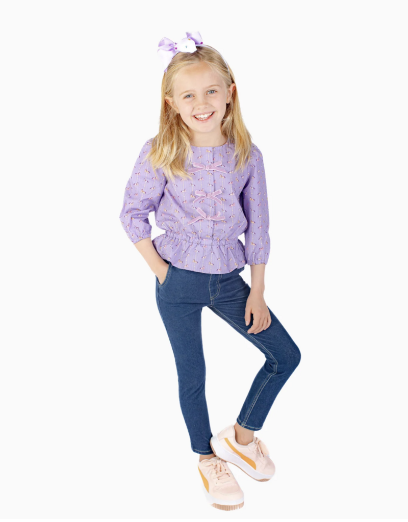 Nella June Velvet Bow Top Purple Carousel