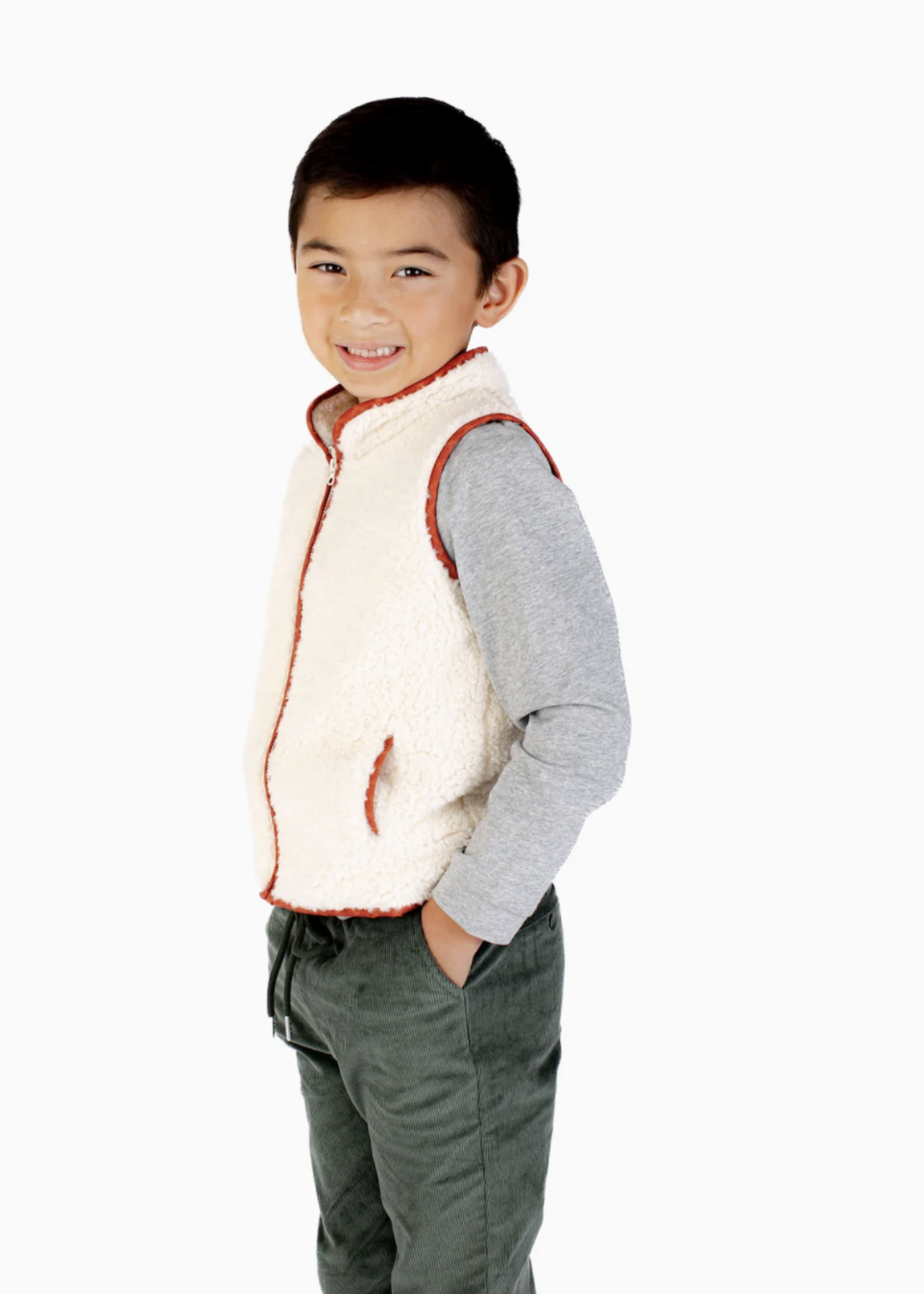Nella June Sherpa Vest w/Red Dino