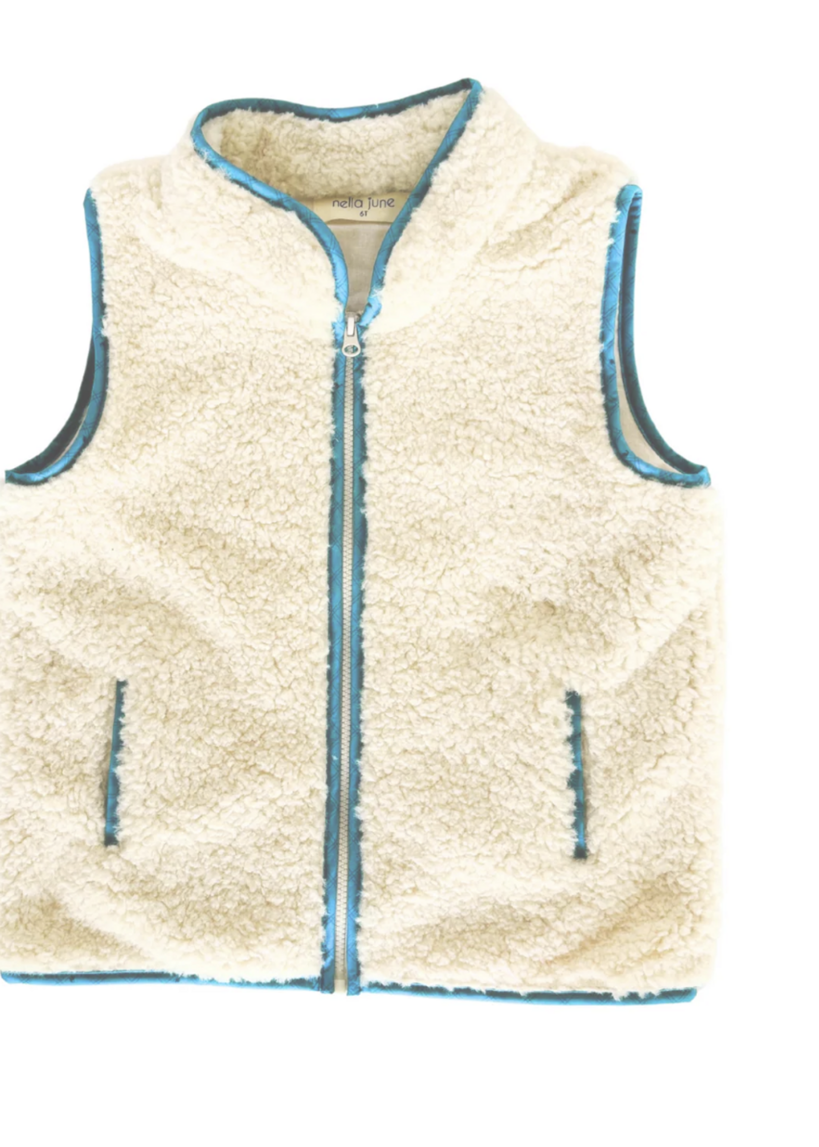 Nella June Sherpa Vest w/Blue Dino