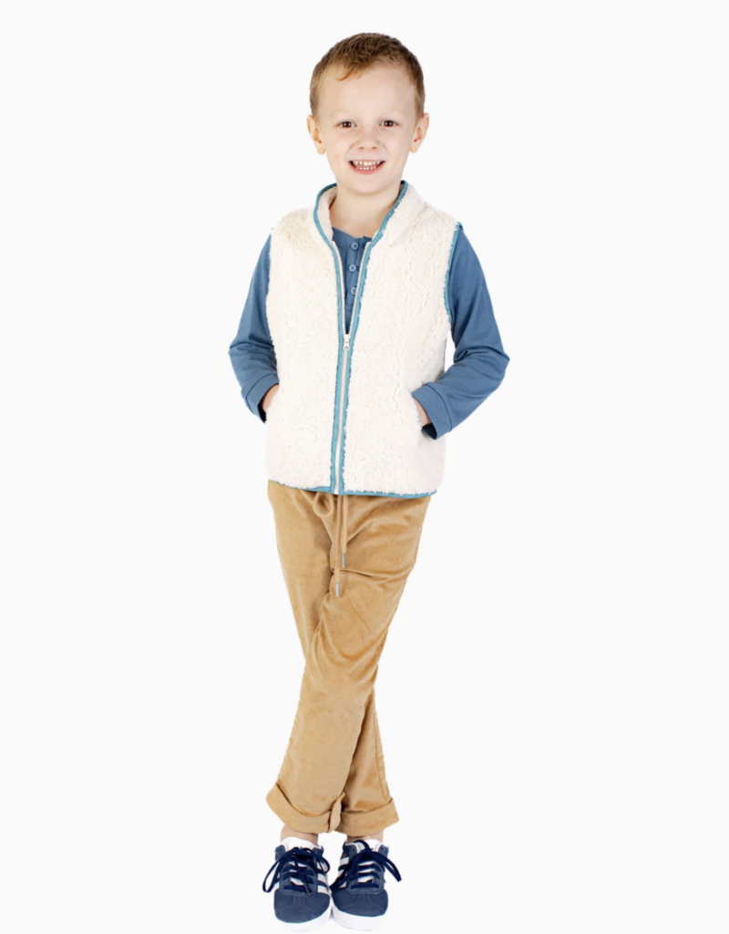 Nella June Sherpa Vest w/Blue Dino