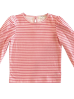 Nella June SALE. L/S Puff Sleeve Tee Pink/Red Heart Stripe