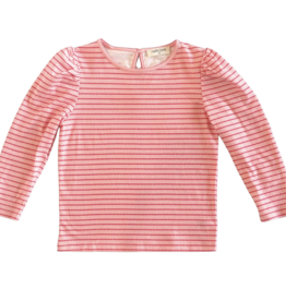 Nella June L/S Puff Sleeve Tee Pink/Red Heart Stripe