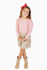 Nella June L/S Puff Sleeve Tee Pink/Red Heart Stripe