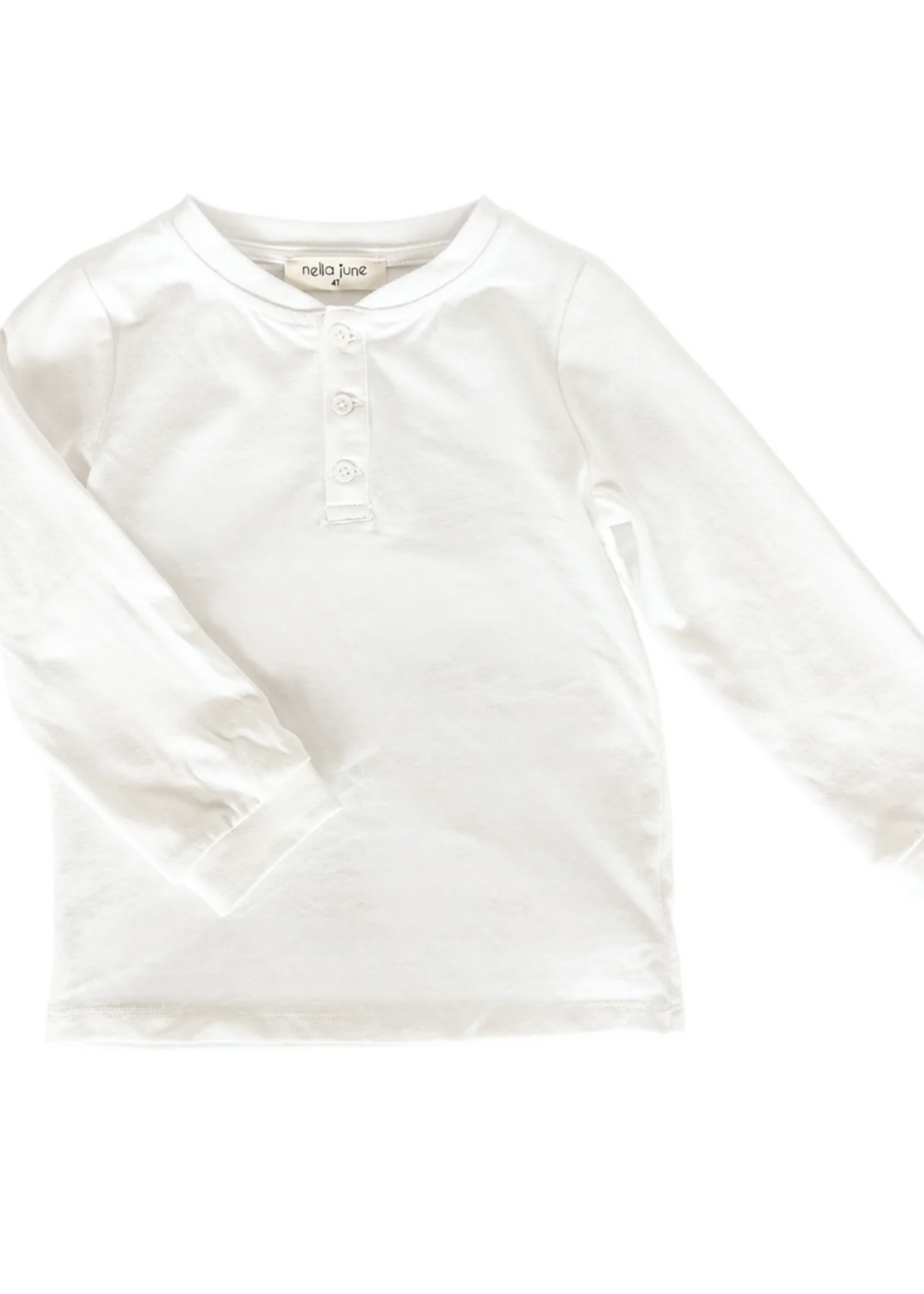 Nella June Boys L/S Henley in White