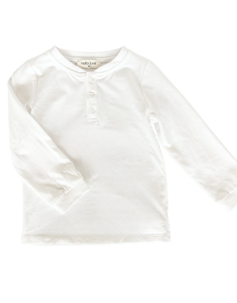 Nella June Boys L/S Henley in White