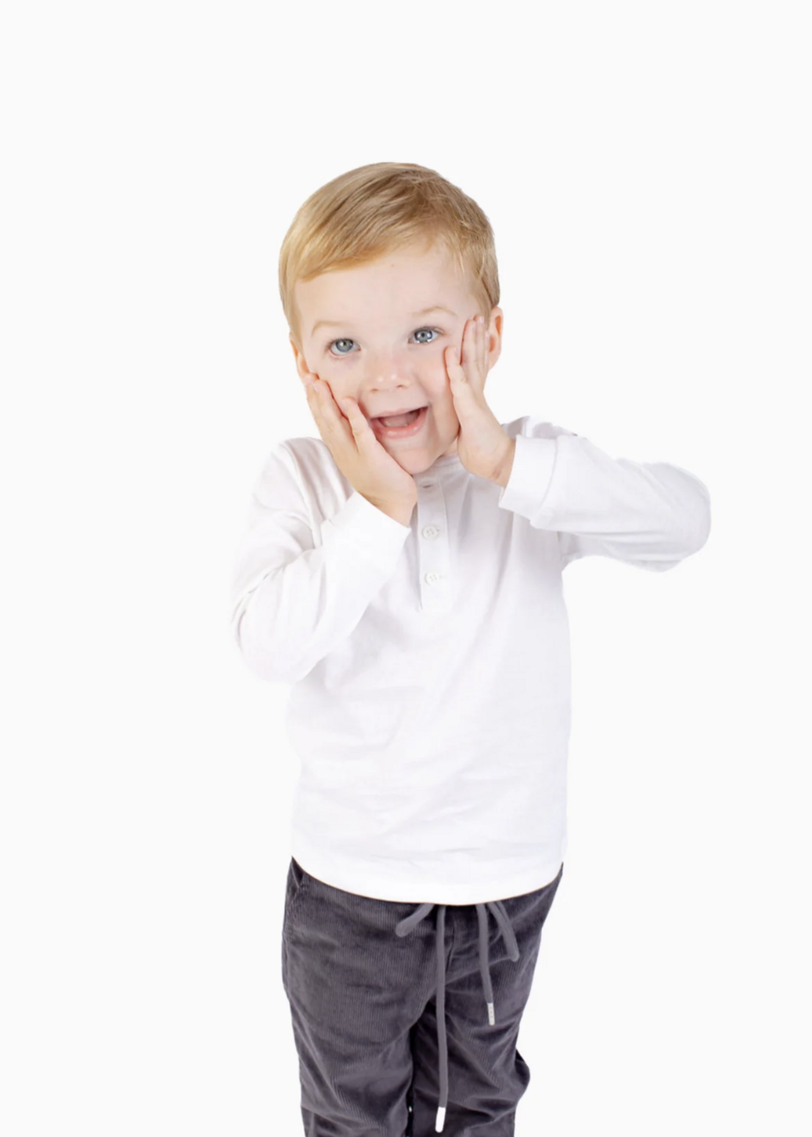 Nella June Boys L/S Henley in White