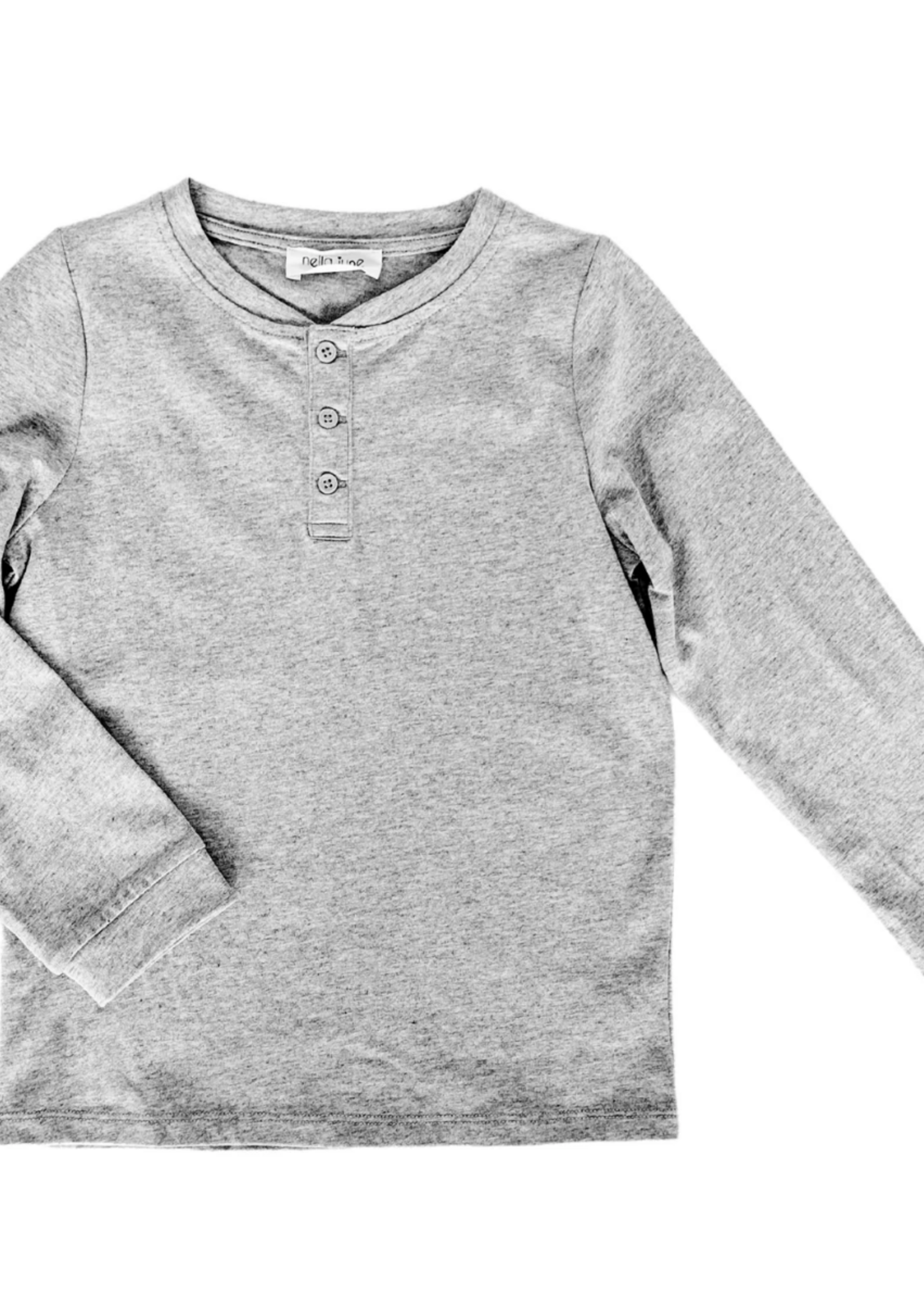 Nella June Boys L/S Henley in Heather Grey