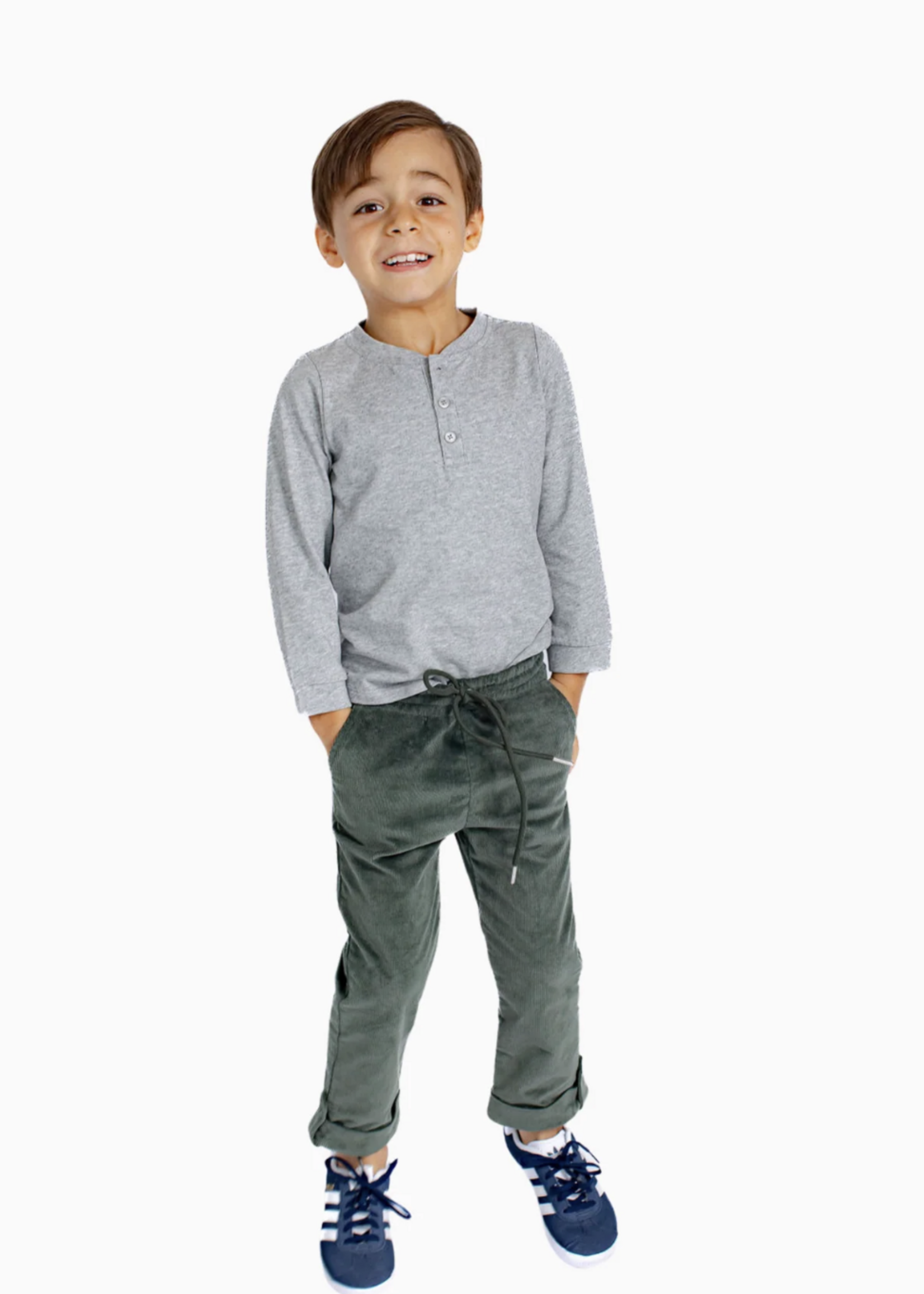 Nella June Boys L/S Henley in Heather Grey