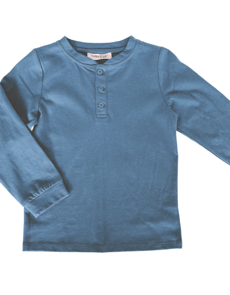Nella June Boys L/S Henley in Blue