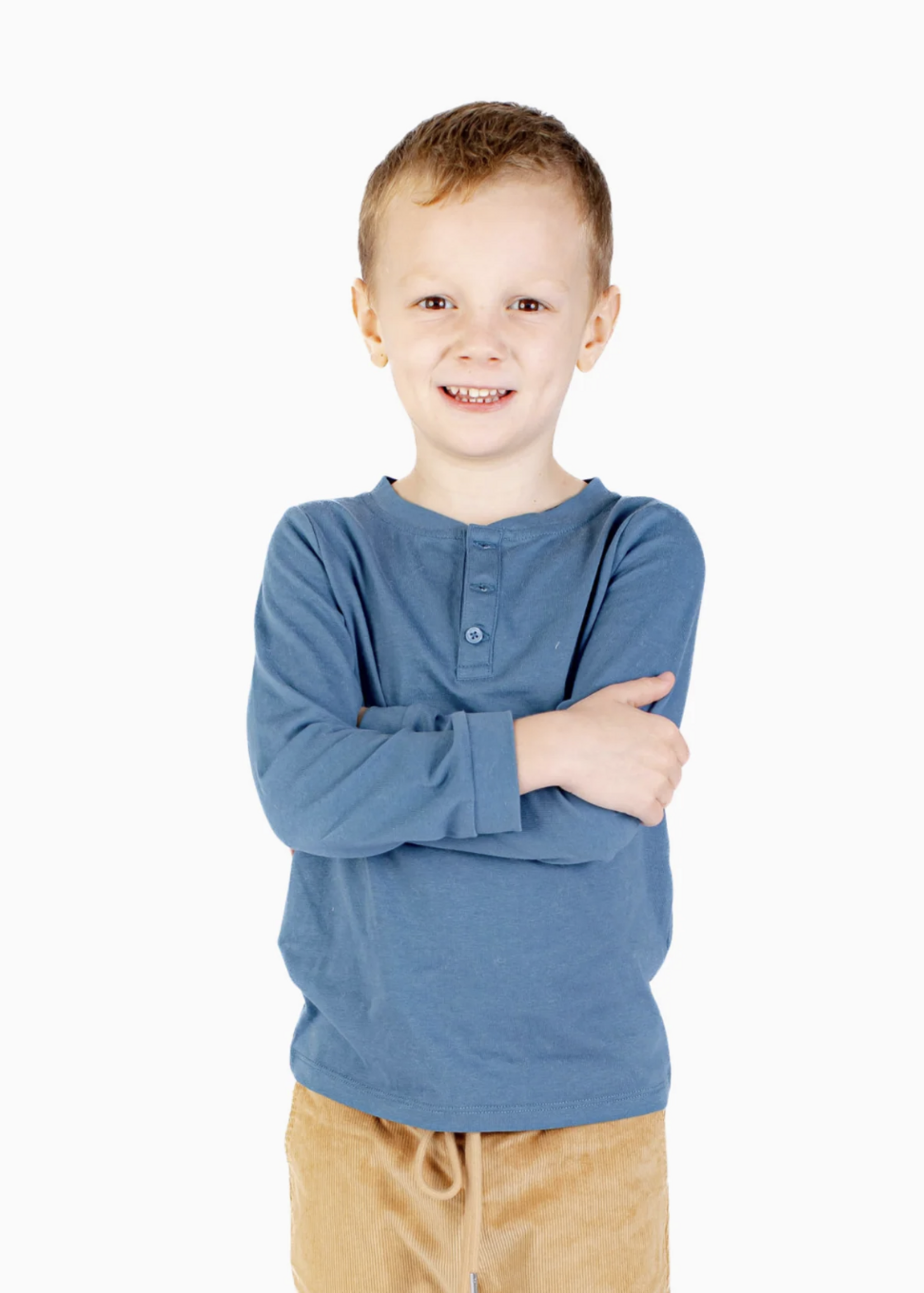 Nella June Boys L/S Henley in Blue