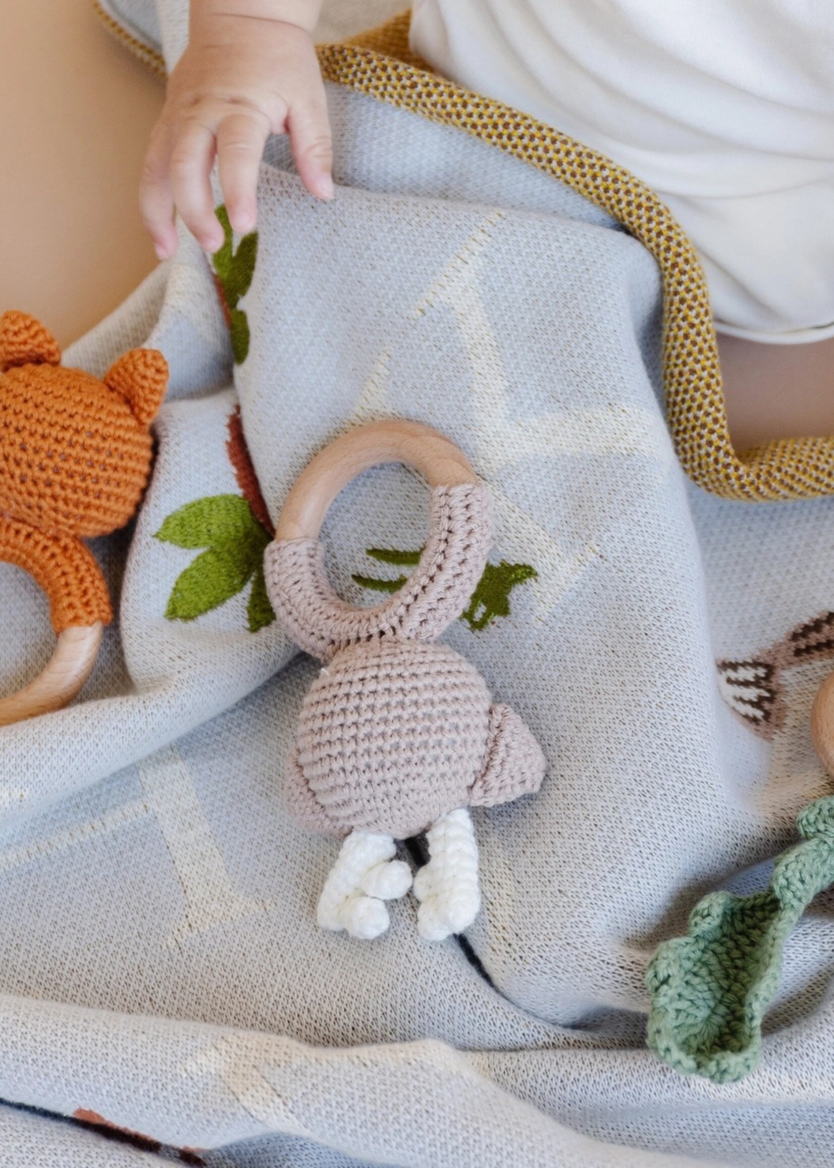 The Blueberry Hill Fox Teether Crochet Rattle