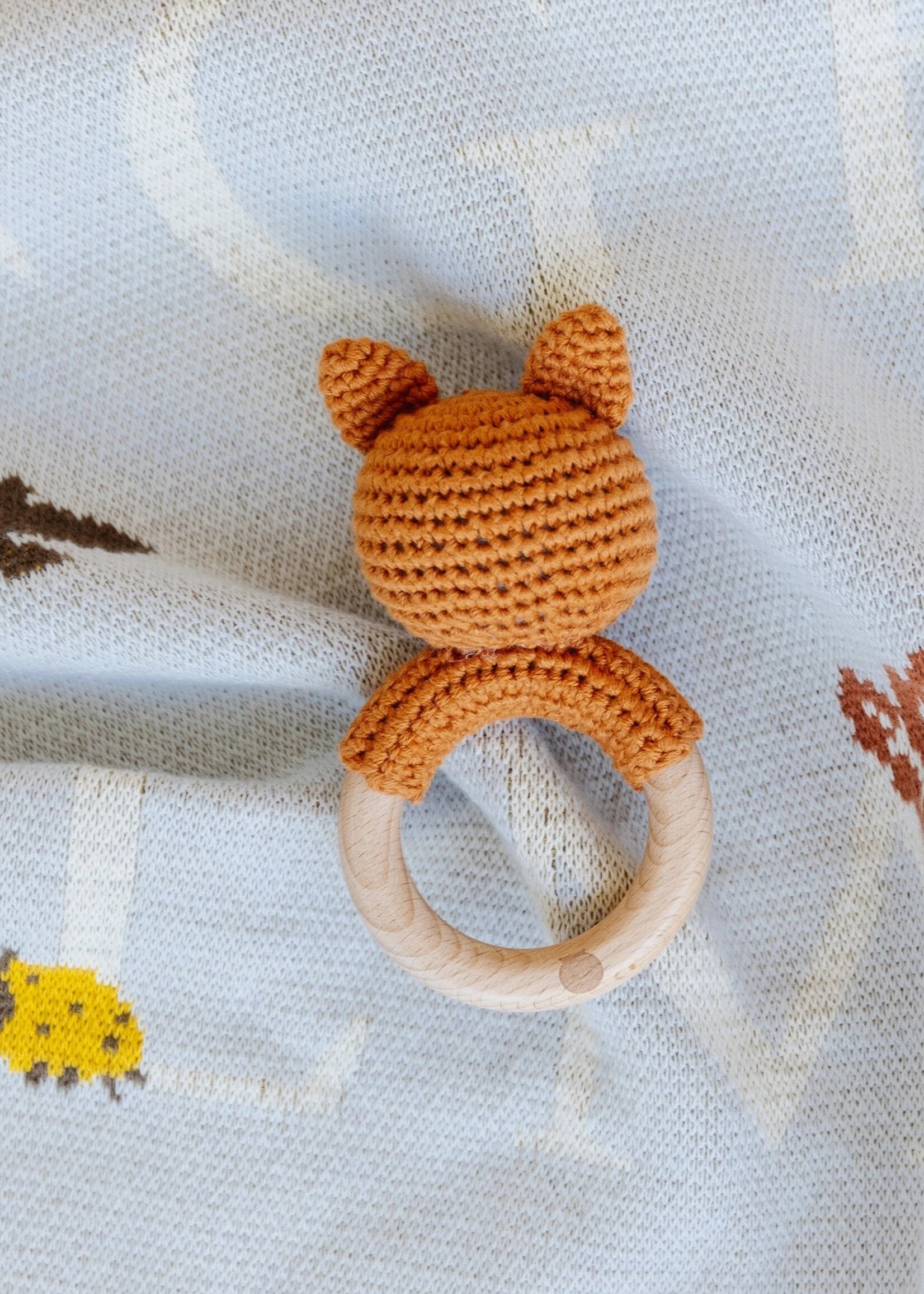 The Blueberry Hill Fox Teether Crochet Rattle
