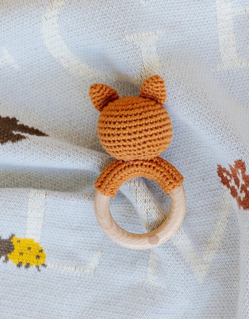 The Blueberry Hill Fox Teether Crochet Rattle
