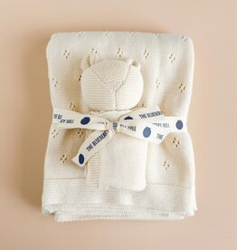 The Blueberry Hill Bear Lovey and Cream Blanket Organic Cotton