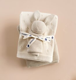 The Blueberry Hill Bunny Lovey and Cream Blanket Organic Cotton