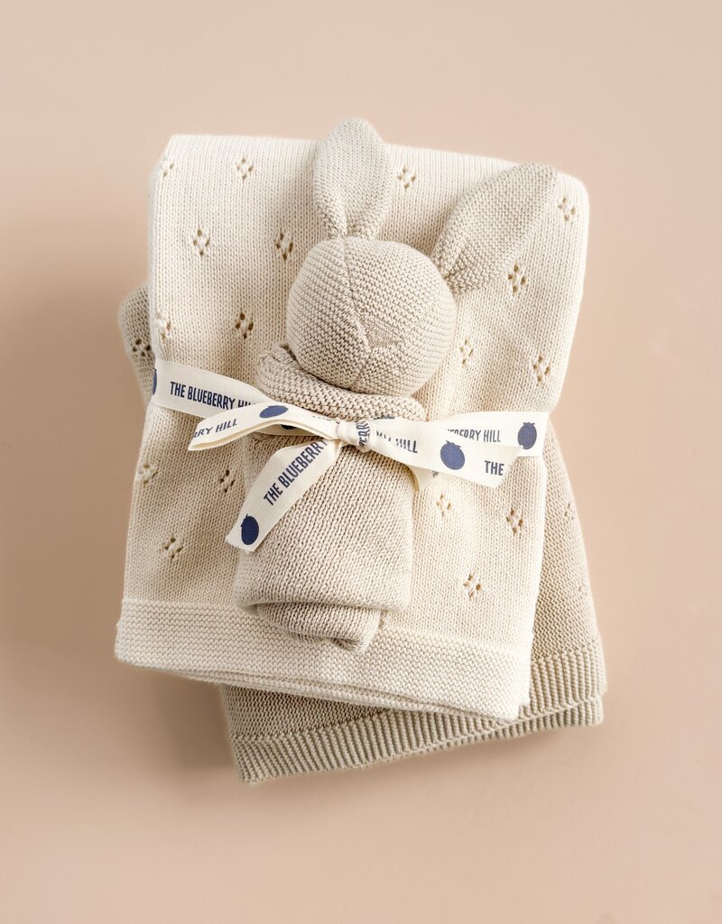 The Blueberry Hill Bunny Lovey and Cream Blanket Organic Cotton