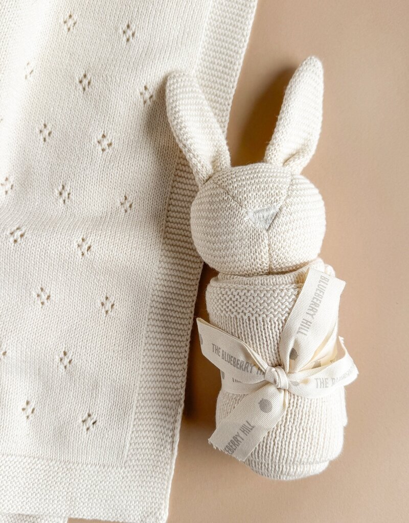 The Blueberry Hill Bunny Lovey and Cream Blanket Organic Cotton