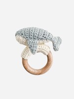 The Blueberry Hill Teether Whale Cotton Crochet Rattle