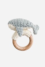The Blueberry Hill Teether Whale Cotton Crochet Rattle