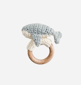 The Blueberry Hill Teether Whale Cotton Crochet Rattle