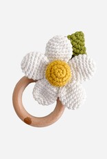 The Blueberry Hill Teether Flower White Cotton Crochet Rattle