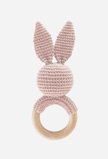 The Blueberry Hill Teether Bunny Pink Cotton Crochet Rattle