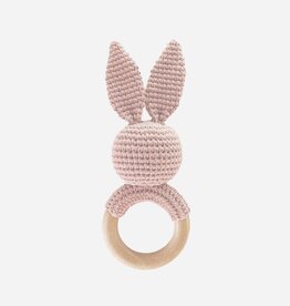 The Blueberry Hill Teether Bunny Pink Cotton Crochet Rattle