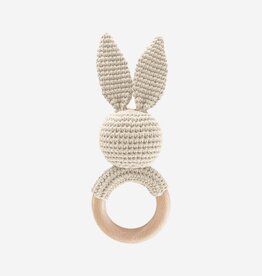 The Blueberry Hill Teether Bunny Cream Cotton Crochet Rattle
