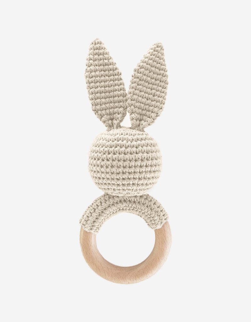 The Blueberry Hill Teether Bunny Cream Cotton Crochet Rattle
