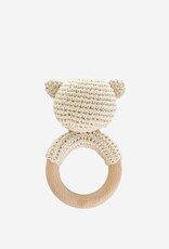 The Blueberry Hill Teether Bear Cotton  Crochet Rattle