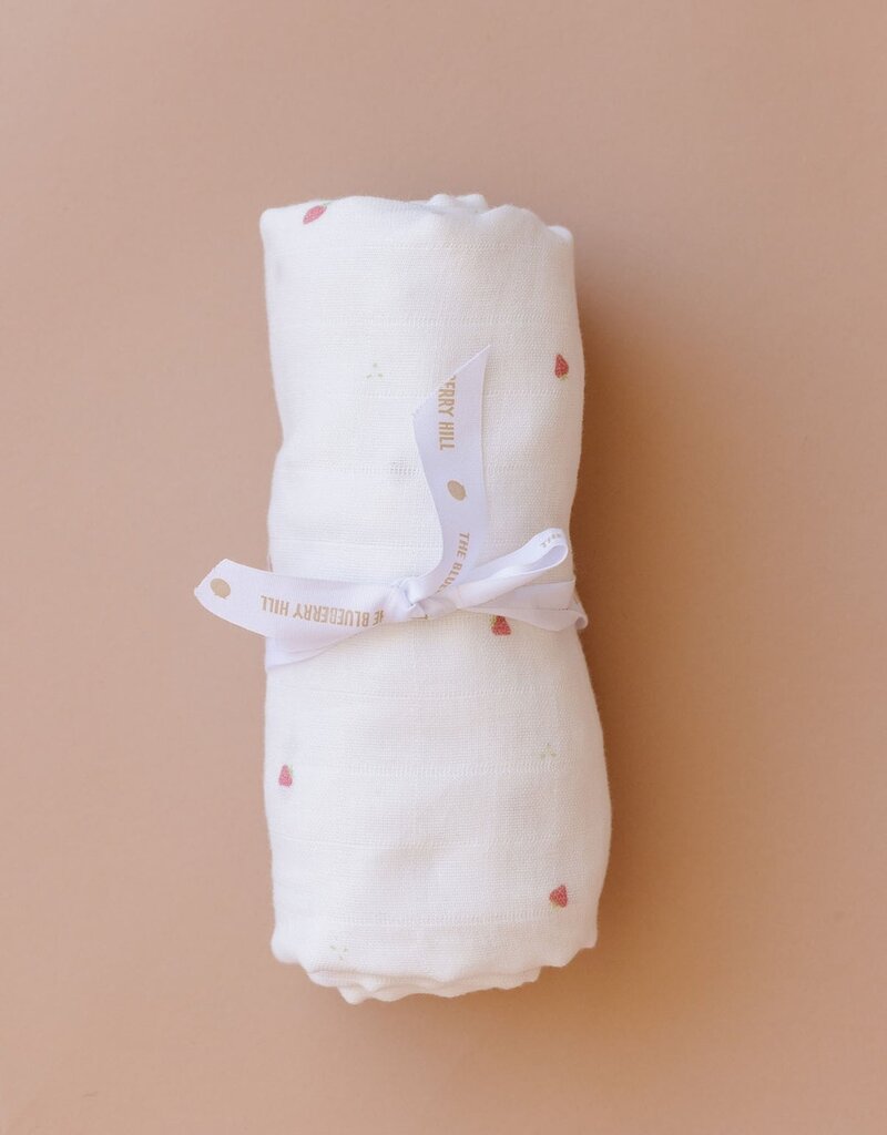 The Blueberry Hill Strawberry Organic Muslin Blanket