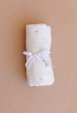 The Blueberry Hill Pink Bow Organic Muslin Blanket