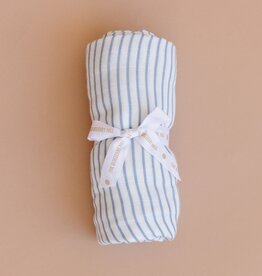 The Blueberry Hill Blue Stripe Organic Muslin Blanket