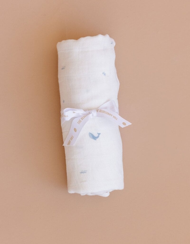 The Blueberry Hill Nautical Ocean Organic Muslin Blanket