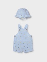 Mayoral SALE. Blue Shortall Sailboat Print w/Hat