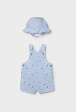 Mayoral Blue Shortall Sailboat Print w/Hat