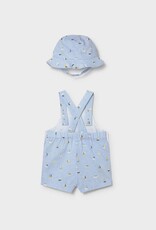 Mayoral Blue Shortall Sailboat Print w/Hat