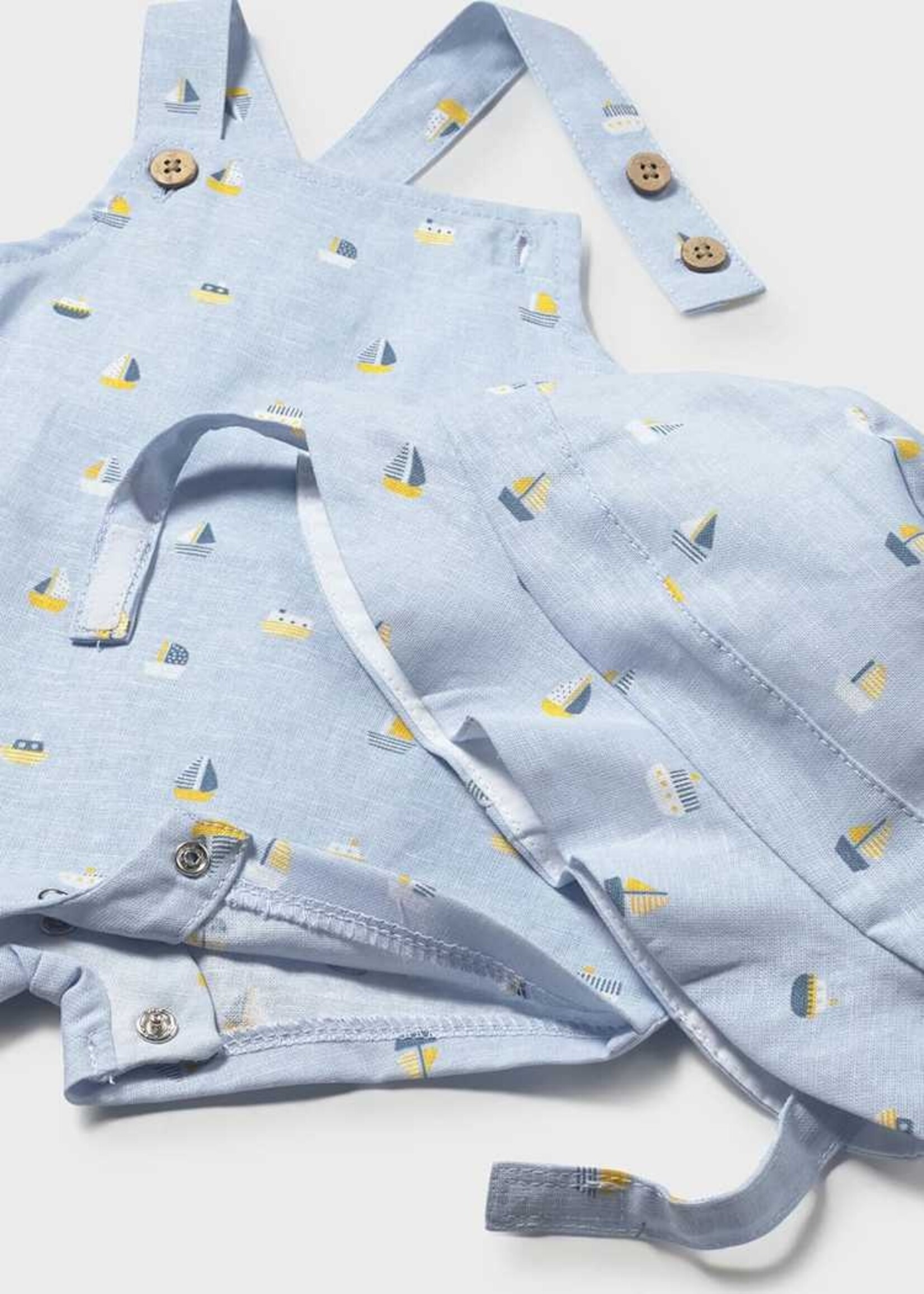 Mayoral Blue Shortall Sailboat Print w/Hat