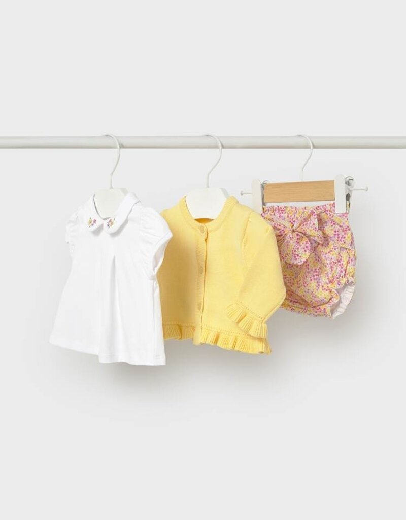Mayoral Yellow Cardigan 3 pc Set