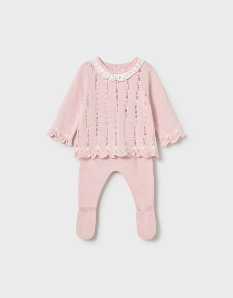 Mayoral Knit Set w/Footed Pants Pink