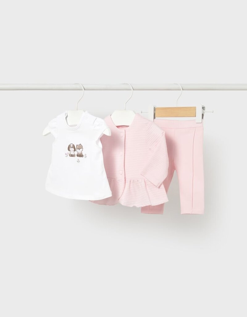 Mayoral Pink Cardigan 3 pc Set
