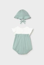 Mayoral Mint Embroidered Romper w/Hat