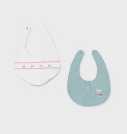 Mayoral Mint Embroidered Bib 2pc Set